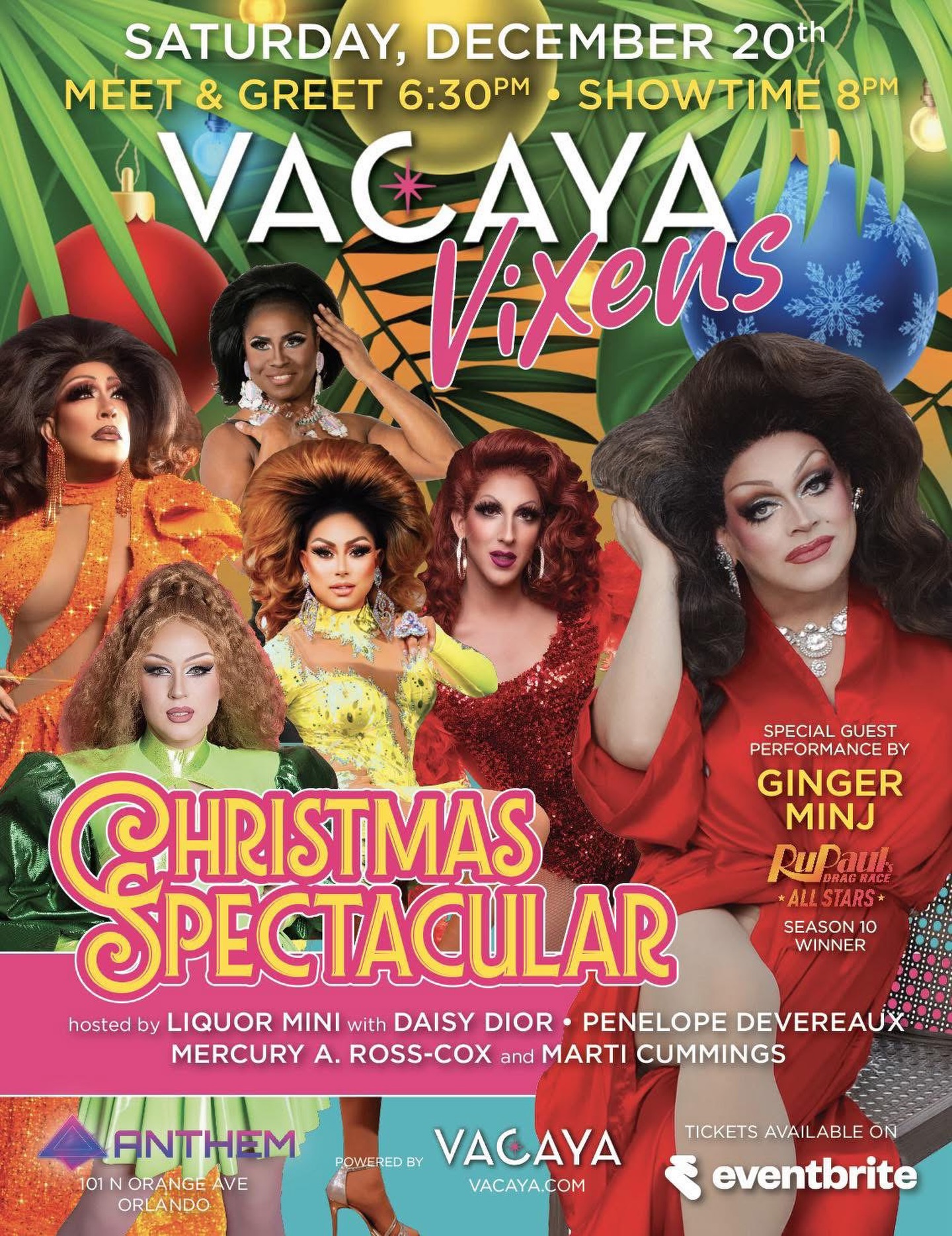 Vacaya Vixens Christmas Spectacular with RuPauls Drag Race All Stars 10 Winner Ginger Minj