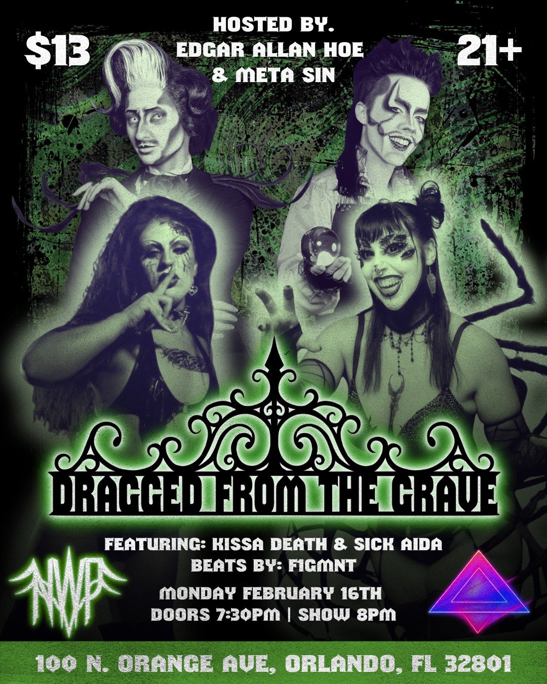 Orlando featuring horror-themed drag performers on February 16