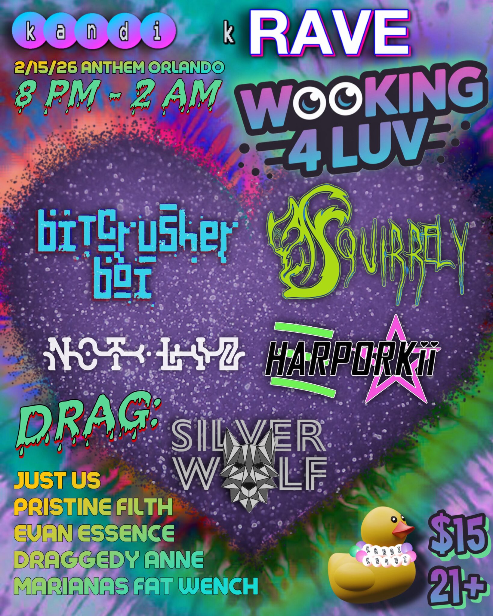 Glow up and drop in. Kandi K Rave is taking over Anthem Orlando for a night of bass, chaos, color, and unapologetic rave energy. This is a full sensory dance floor moment where kandi kids, bass lovers, wooks, and club kids collide.