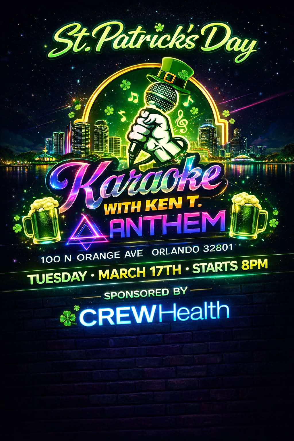 St Patricks Day Karaoke at Anthem Orlando with Ken T - Tuesday March 17 2026