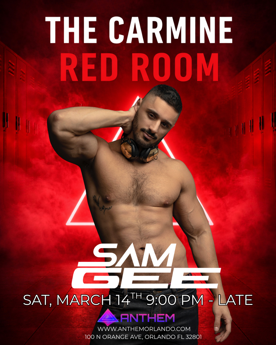 The Carmine Red Room featuring DJ Sam Gee at Anthem Orlando on Saturday March 14 2026 – 9 PM to Late