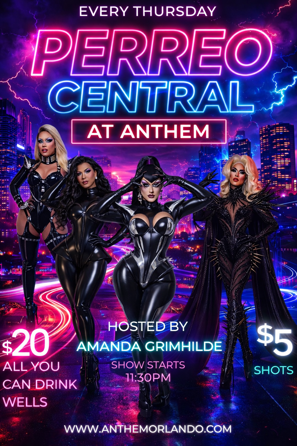 Perreo Central every Thursday at Anthem Orlando hosted by Amanda Grimhilde with $20 all-you-can-drink wells and $5 shots – March 5 2026